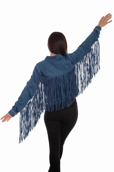 Women's Honey Creek Jacket Collection: Denim Fringe Front Pockets Side Pockets Patch Pockets Women's Honey Creek Jacket Collection: Denim Fringe Front Pockets Side Pockets Patch Pockets