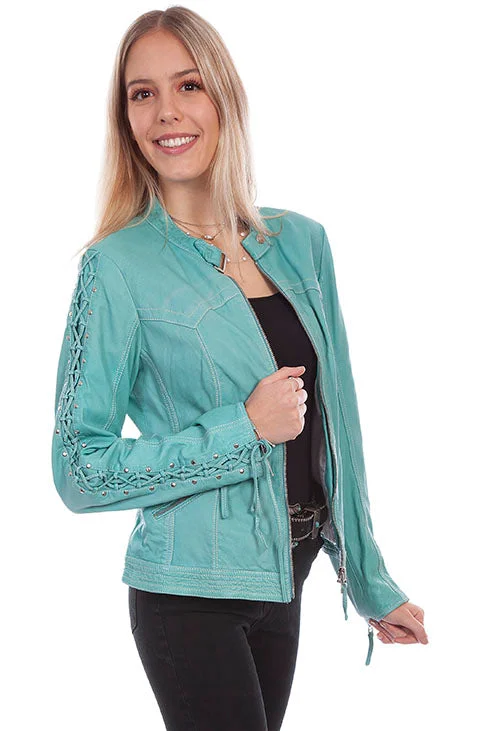 Women's Leather Jacket Collection: Scully Laced Sleeve Zippered Front Buttoned Front Snap Front Women's Leather Jacket Collection: Scully Laced Sleeve Zippered Front Buttoned Front Snap Front