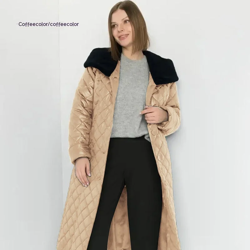 Women's Long Parka Cotton-Padded Jacket Big Padded Collar Anorak Shell Jacket Lightweight Jacket Women's Long Parka Cotton-Padded Jacket Big Padded Collar Anorak Shell Jacket Lightweight Jacket
