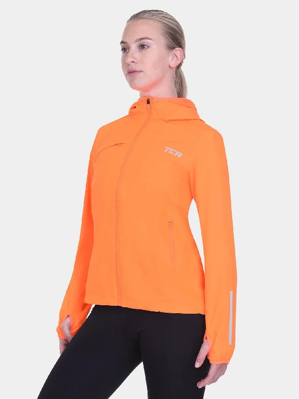 Softshell Packable Running Water Repellant Hooded Jacket For Women With Thumbholes, Reflective Strips & Zip Pockets Wool Fabric Cashmere Fabric Tweed Fabric