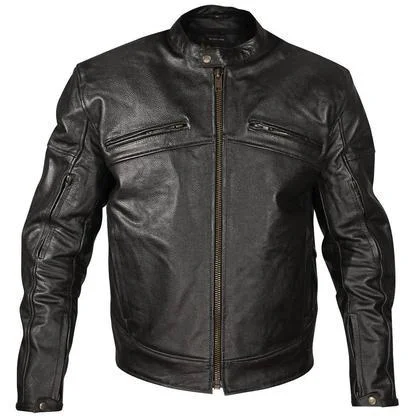 Xelement XSPR105 'The Racer' Mens Black Armored Leather Racing Jacket Fleece Fabric Down Fabric Feather Fabric Xelement XSPR105 'The Racer' Mens Black Armored Leather Racing Jacket Fleece Fabric Down Fabric Feather Fabric