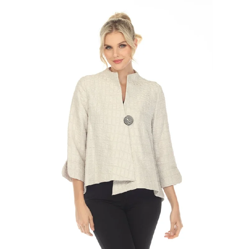 IC Collection Simply Elegant One-Button Jacquard Jacket in Champagne - 6288J-TP Anorak Shell Jacket Lightweight Jacket IC Collection Simply Elegant One-Button Jacquard Jacket in Champagne - 6288J-TP Anorak Shell Jacket Lightweight Jacket
