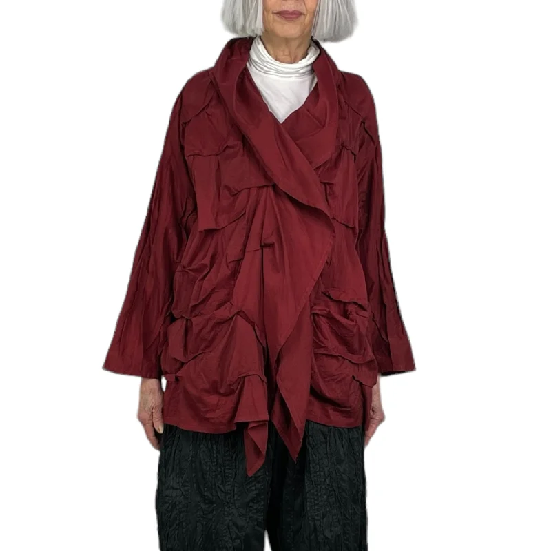 HEAVY VOILE WAVY TUCK COCOON JACKET Notch Collar Jacket Peter Pan Collar Jacket Cowl Neck Jacket HEAVY VOILE WAVY TUCK COCOON JACKET Notch Collar Jacket Peter Pan Collar Jacket Cowl Neck Jacket