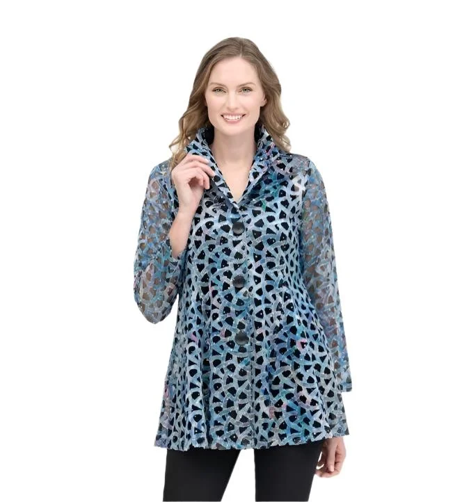 Damee Holographic Soutache & Sequin Jacket in Blue - 300-BLU Front Pockets Side Pockets Patch Pockets Damee Holographic Soutache & Sequin Jacket in Blue - 300-BLU Front Pockets Side Pockets Patch Pockets