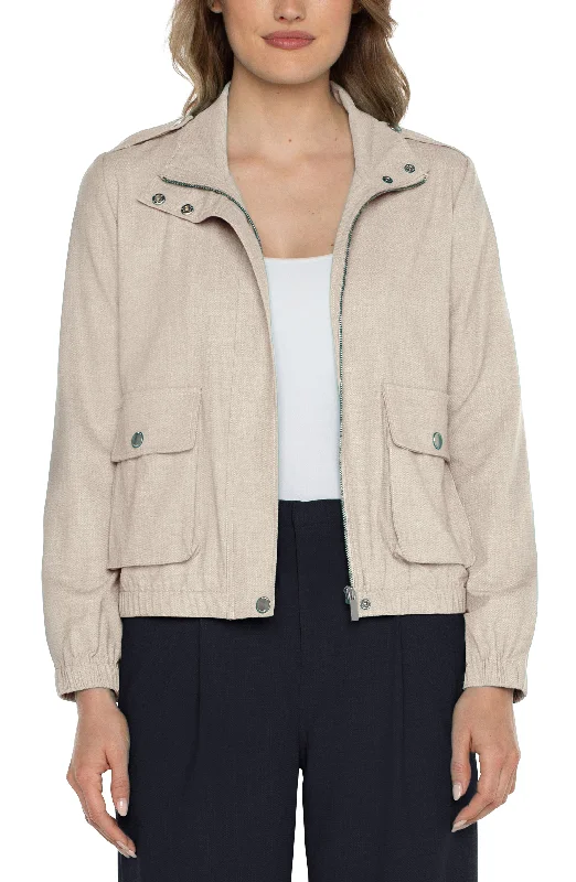 Liverpool Utility Zip Up Jacket (dusty tan) Satin Jacket Silk Jacket Chiffon Jacket