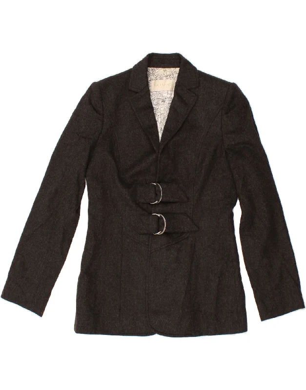 VALENTINO Womens Blazer Jacket UK 8 Small Grey Wool Satin Fabric Silk Fabric Chiffon Fabric VALENTINO Womens Blazer Jacket UK 8 Small Grey Wool Satin Fabric Silk Fabric Chiffon Fabric