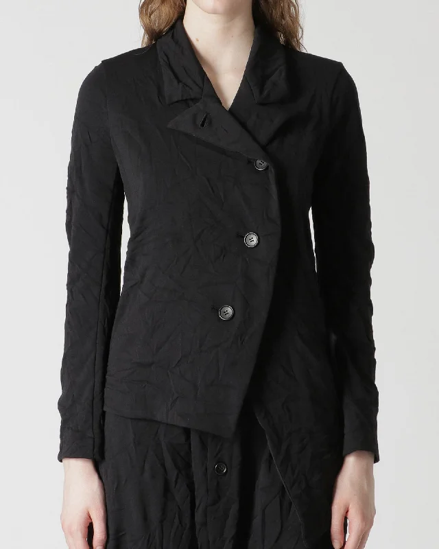Asymmetrical 4 Button Jacket Ribbed Jacket Pleated Jacket Ruffled Jacket