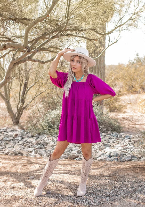 (2 Colors) A Good View Square Neck Linen Babydoll Dress