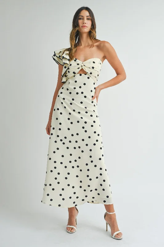 Annabelle Polka Dot Dress Cream
