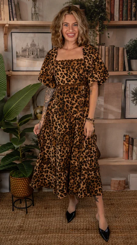 Be Yourself Leopard Bubble Sleeve Dress