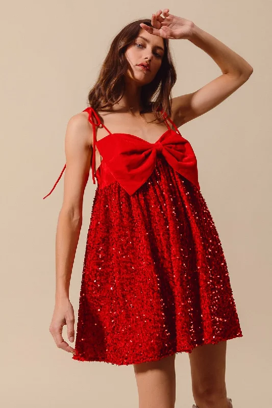 Velvet Bow Sequin Dress