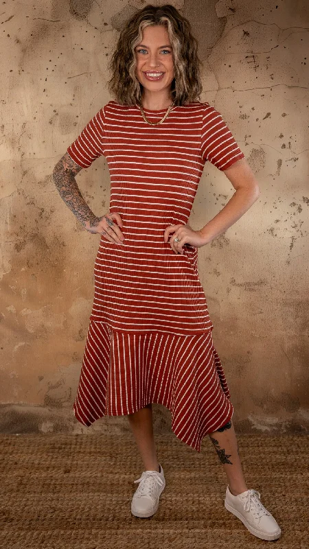 Constantly Trendy Rust & Ivory Dress