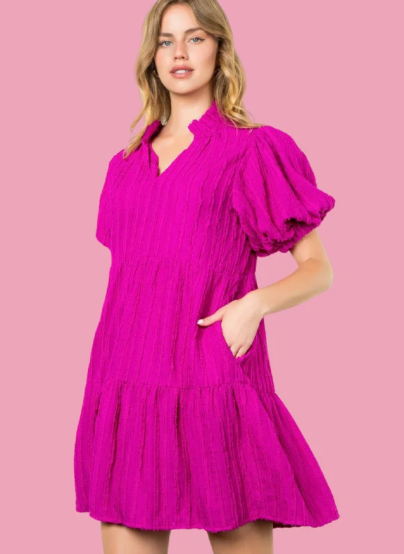Fringe Stripe Tiered Dress