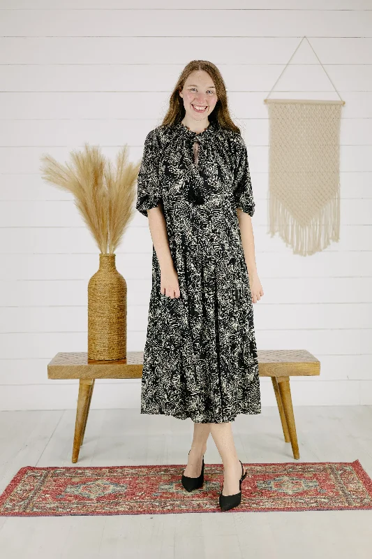 Geena Print Dress - Black