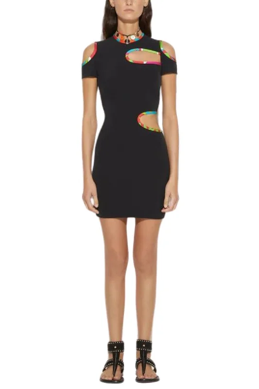 Iride-Print Cut-Out Dress
