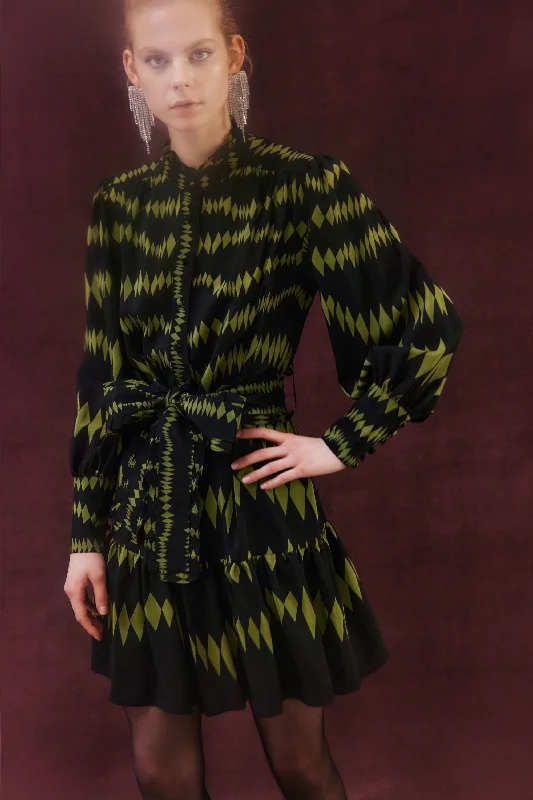 Jasmine Silk Dress | Black & Khaki