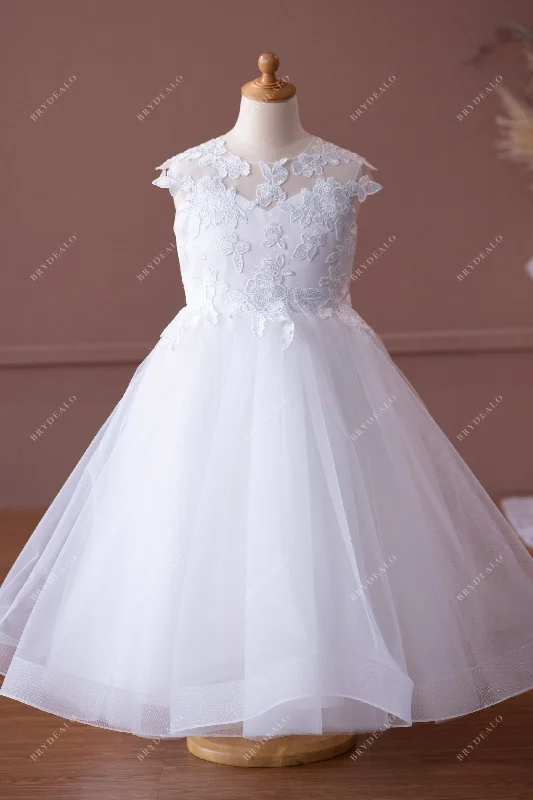 Designer White Lace Tulle Ball Gown Little Girl Dress Online