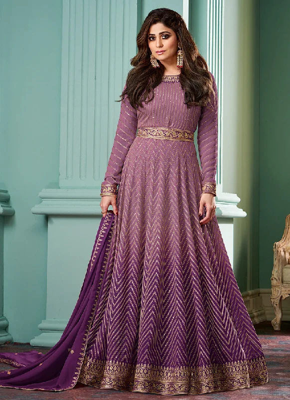 Mauve Ombre Embroidered Bollywood Style Dress