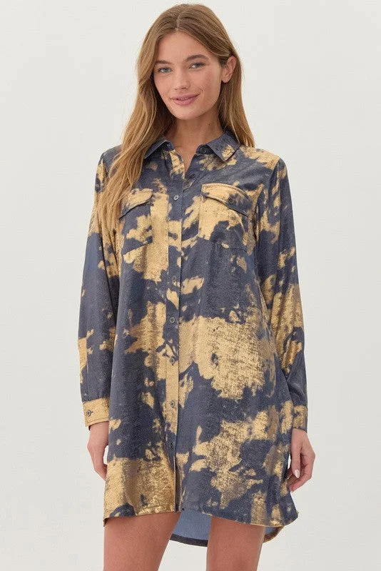 Metallic Tie-Dye Dress