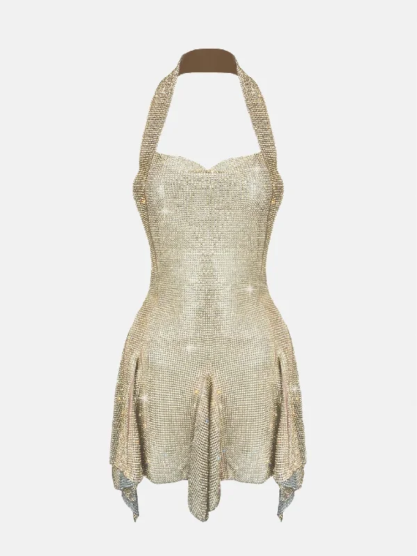 Munroe Rhinestone Dress in 24 Carat