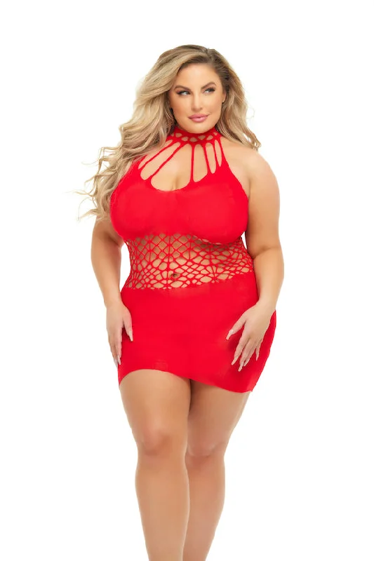 PL25123X Pink Lipstick Rich B Phase Red Dress