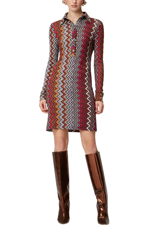 Polo Cut Zigzag Dress