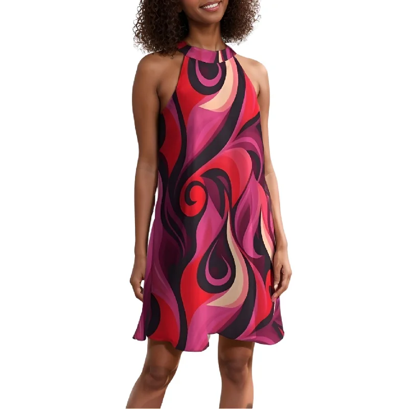 Prague Halter Flare Dress - Airline Series