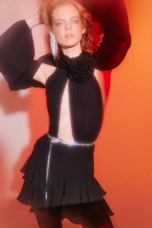 Roma Highneck Dress | Black
