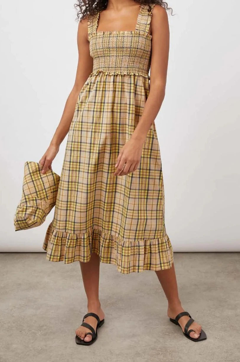 RUMI DRESS - SUNFLOWER PLAID
