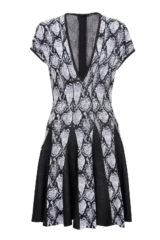 Snakeskin Jacquard Dress