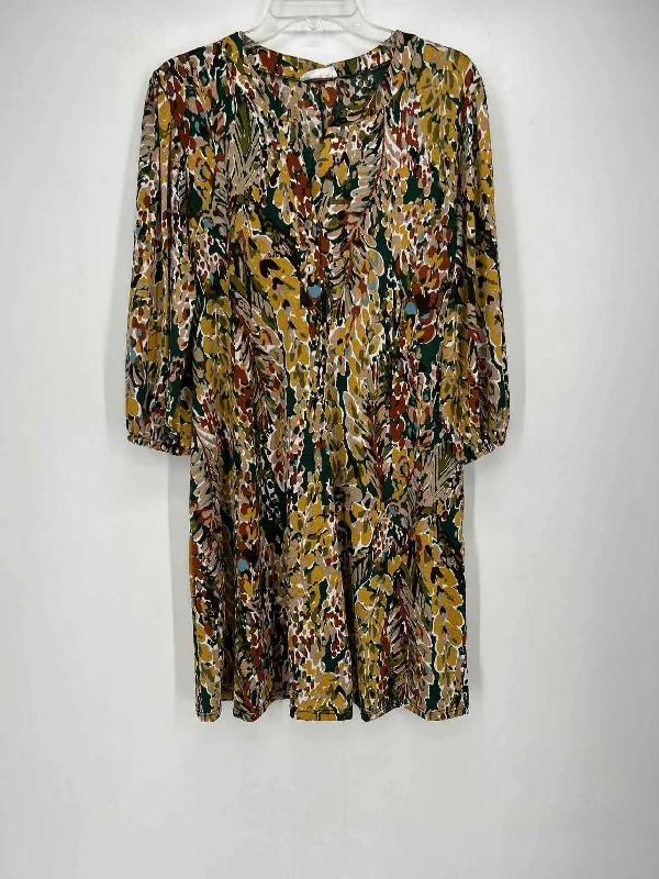 SPLA Size L Green Multi Color Print Dress