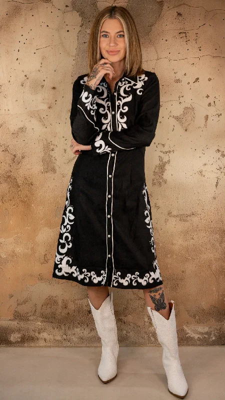 Star of the Rodeo Black Dress
