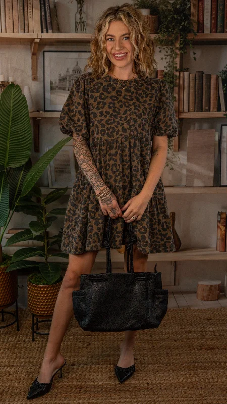 Traci Cheetah Denim Tiered Dress