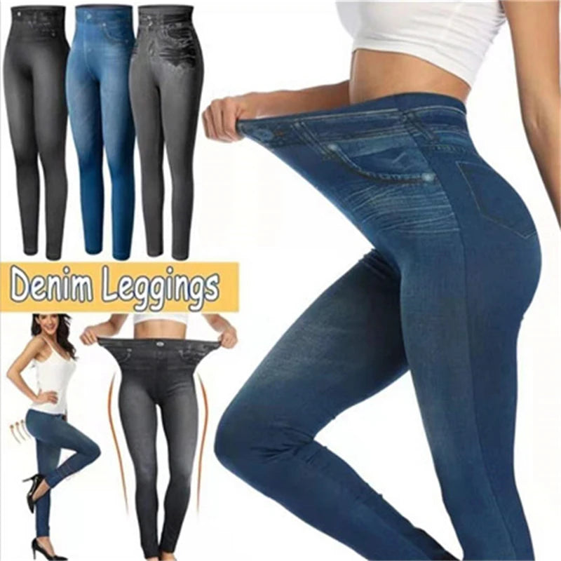 Jeans Leggings Women Stretch High Waist Pants Fitness Slim Push Up Leggings Stylish Cargo Style Jeans