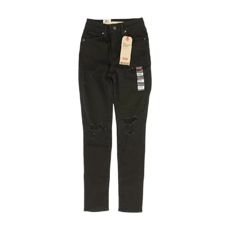 721 Black Solid High Rise Skinny Leg Jeans Fashionable Vintage Wash Jeans
