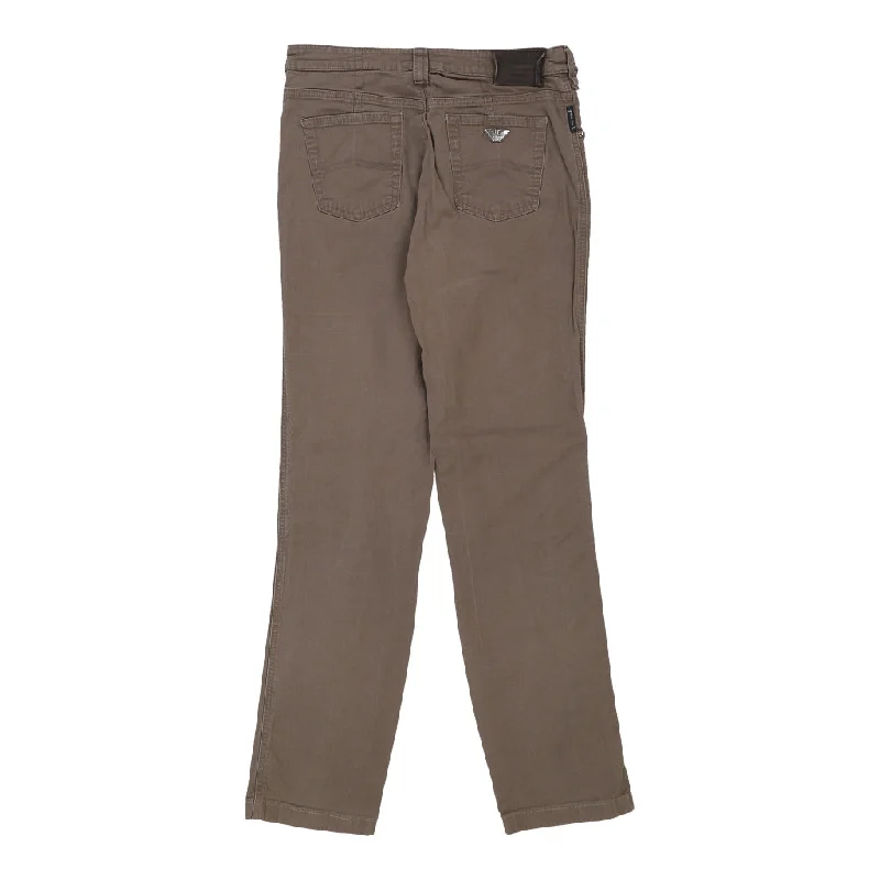 Armani Jeans Jeans - 30W UK 10 Brown Cotton Cozy Wide-Legged Jeans