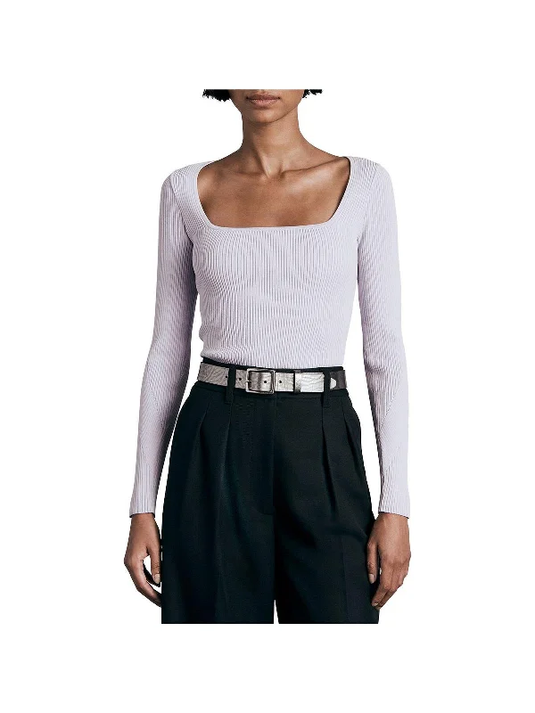 Asher Womens Fitted Square Neck Pullover Sweater Fitted Loose Oversized
