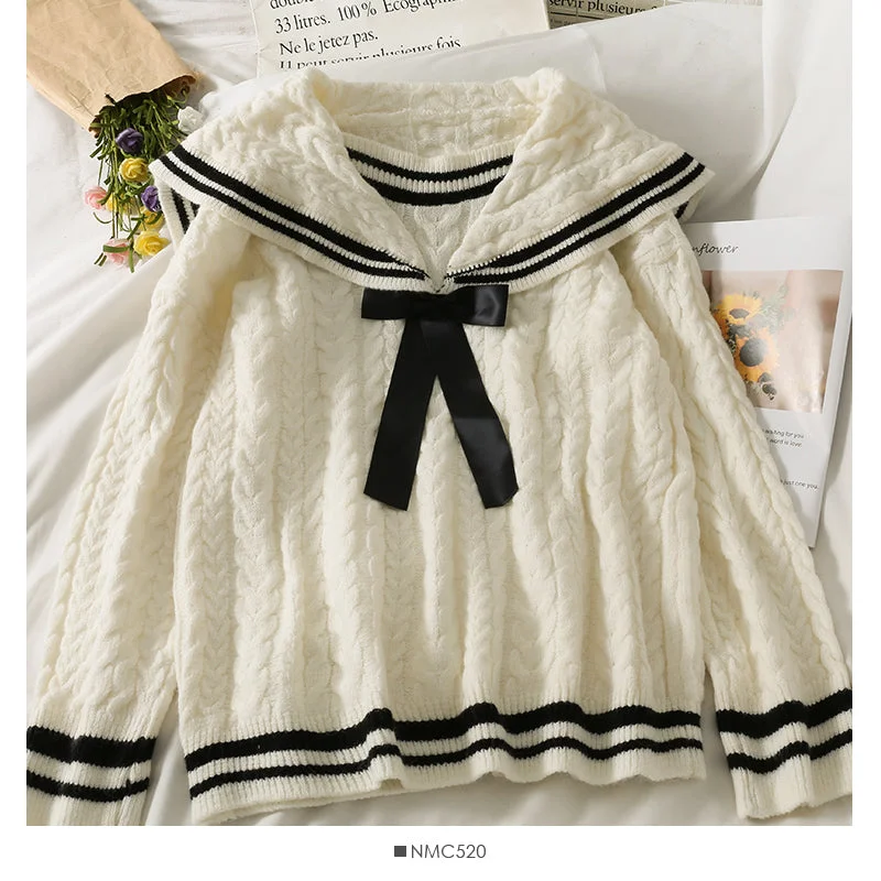 Autumn color matching striped bow Lapel sweater for women 1872 Satin Blend Silk Blend Wool Blend Autumn color matching striped bow Lapel sweater for women 1872 Satin Blend Silk Blend Wool Blend