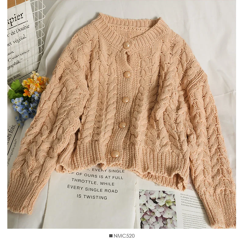 Autumn twist loose thin single breasted crew neck sweater 1924 Sweater Knitwear Pullover Autumn twist loose thin single breasted crew neck sweater 1924 Sweater Knitwear Pullover