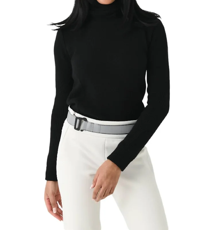 Avery Turtleneck Sweater In Caviar Fleece Fabric Down Fabric Feather Fabric