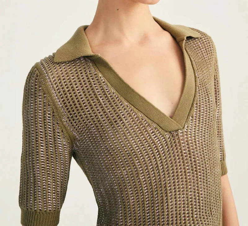 Axelle Polo Sweater In Oregano Hyacinth Satin Fabric Silk Fabric Chiffon Fabric