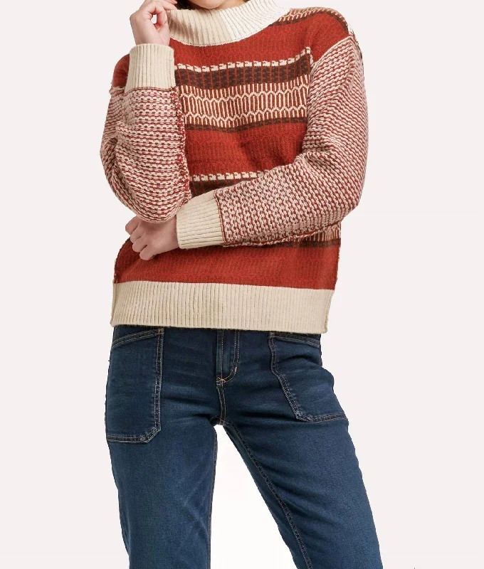 Barbara Gingerbread Sweater In Multi Spandex Rayon Corduroy