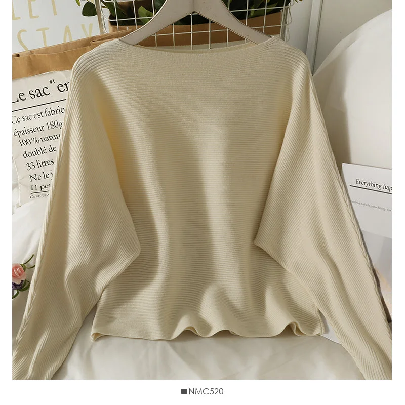 Bat sweater women's autumn thin long sleeve tower bottomed top 1993 Mesh Sweater Canvas Denim Bat sweater women's autumn thin long sleeve tower bottomed top 1993 Mesh Sweater Canvas Denim