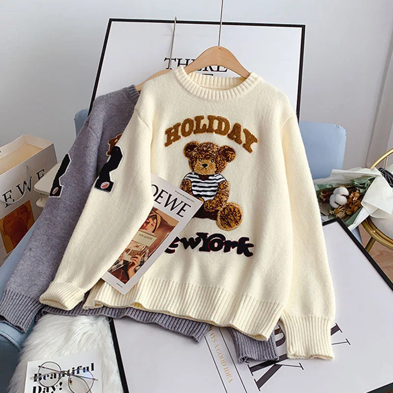 Bear sweater loose, lazy, foreign style, versatile sweater 4915 Terry Blend Velvet Blend Canvas Blend Bear sweater loose, lazy, foreign style, versatile sweater 4915 Terry Blend Velvet Blend Canvas Blend