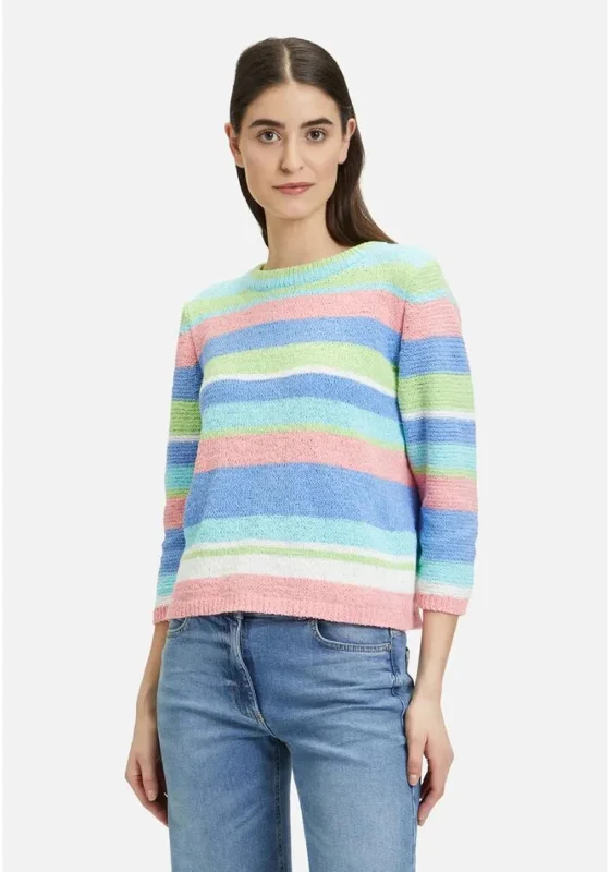 Betty Barclay Striped Knit Jumper, Multi-Coloured Cable Knit Ribbed Knit Lace Knit