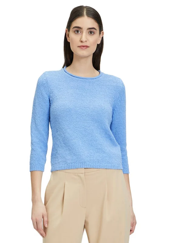Betty Barclay Knit Cropped Sleeve Jumper, Blue Sweater Knitwear Pullover