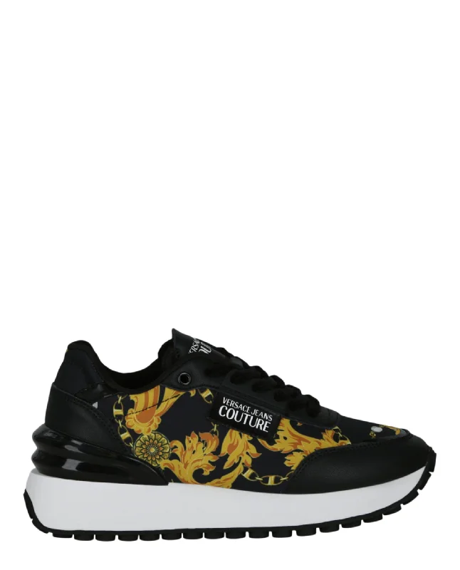 Versace Jeans Womens Spike Chain Couture Sneakers Casual Distressed Denim Jeans