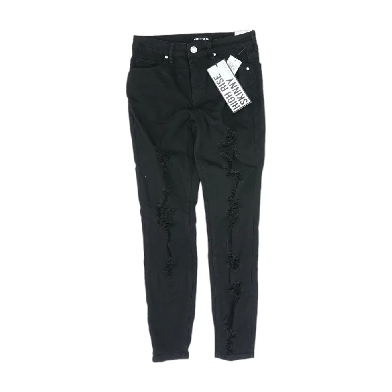 Black Solid High Rise Skinny Leg Jeans Elegant Skinny Leg Jeans