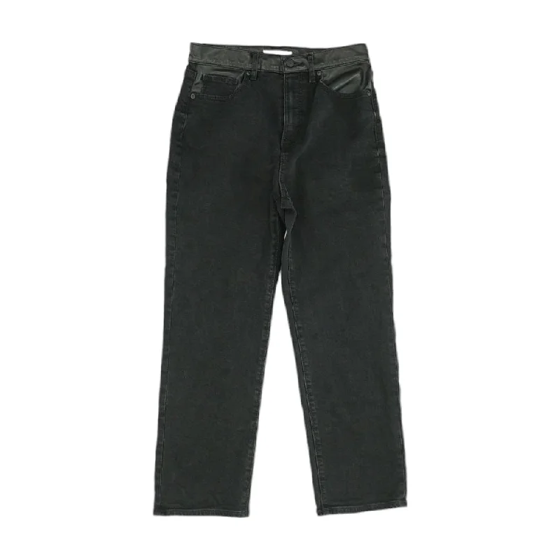 Black Solid High Rise Straight Leg Jeans Elegant Bootcut Fit Jeans