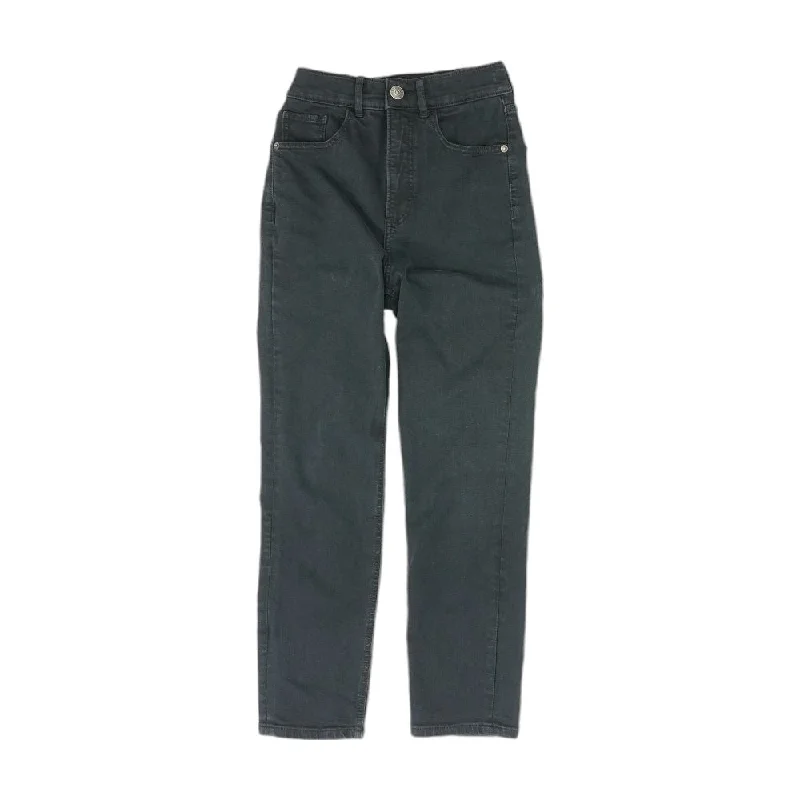 Black Solid Jeans Trendy Pleated Waist Jeans